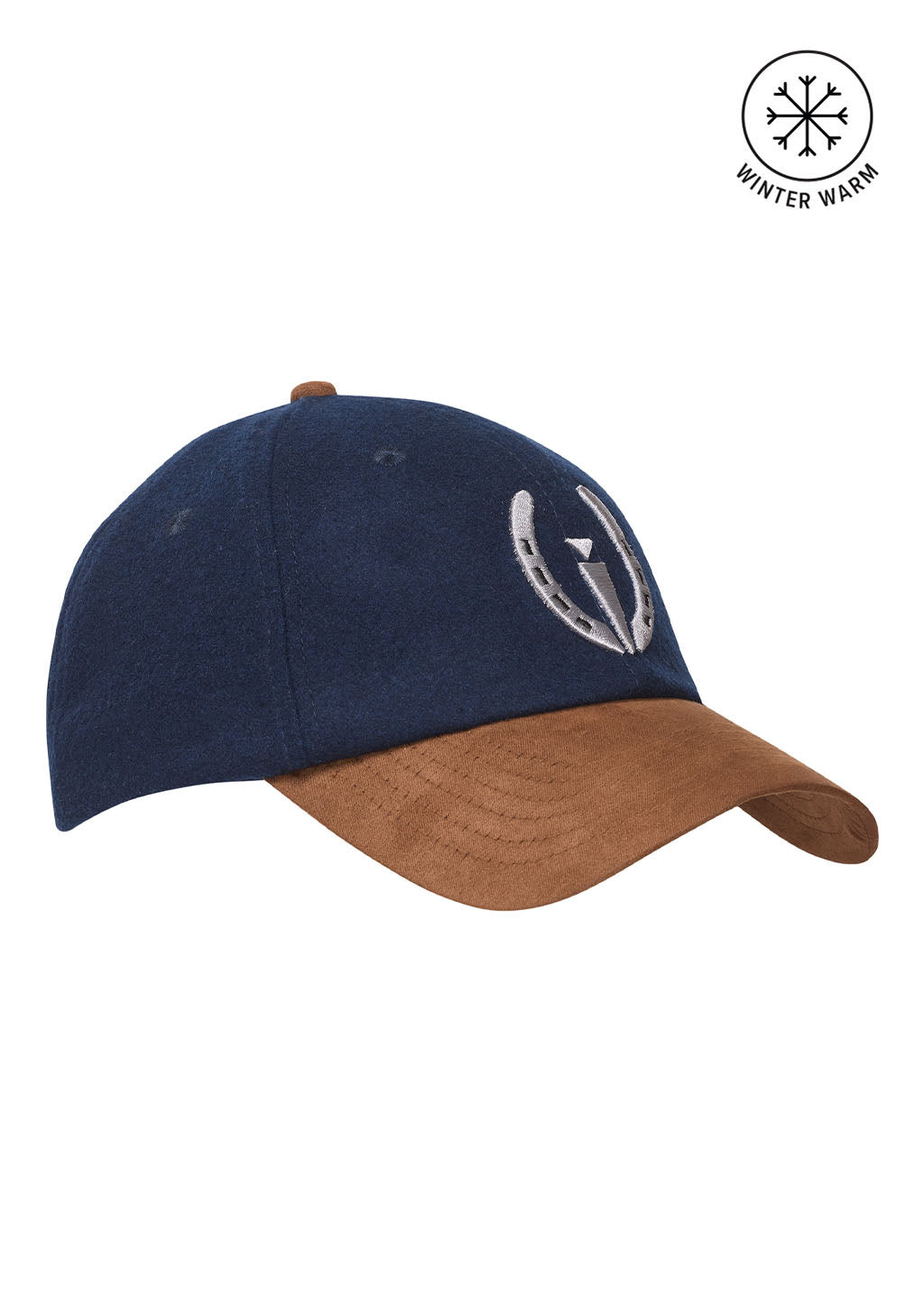Front view of the Kerrits Winter Logo Baseball Hat in Galaxy blue/Fawn, featuring the embroidered Kerrits logo