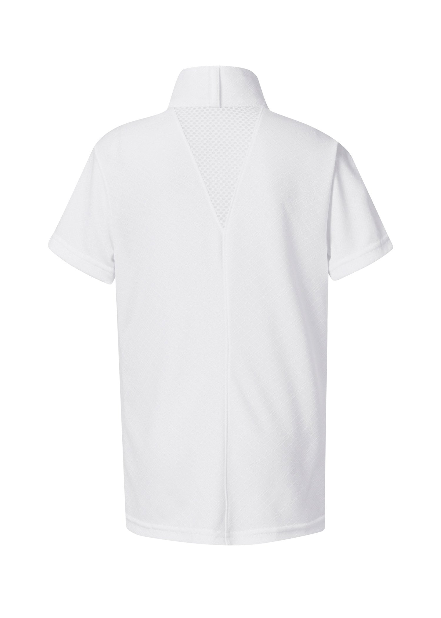Flat lay, back side up, highlighting the mesh panel between the shoulders and the overall design