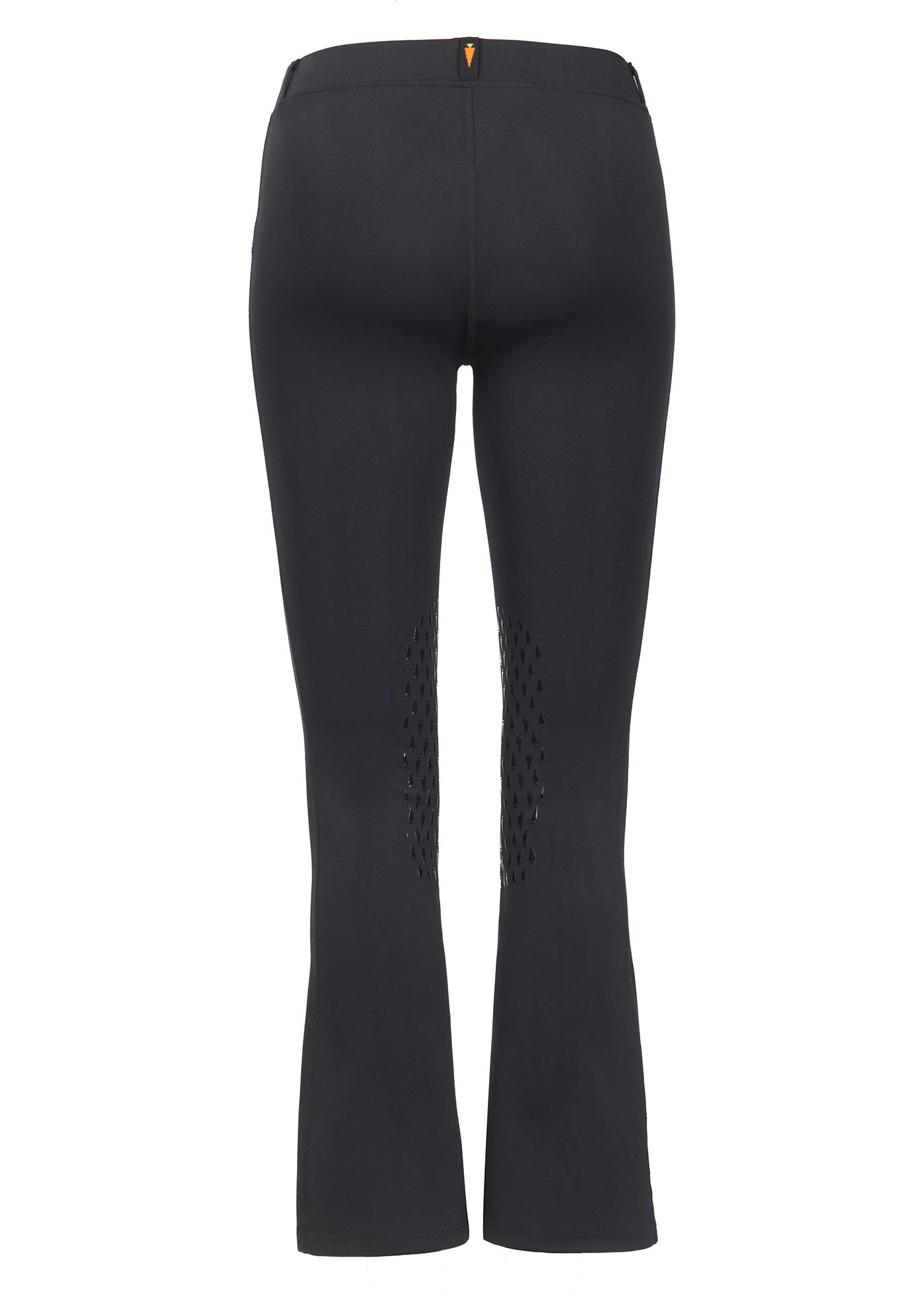 Back view displaying the one and a half-inch elastic waistband with belt loops, contributing to a comfortable and adjustable fit