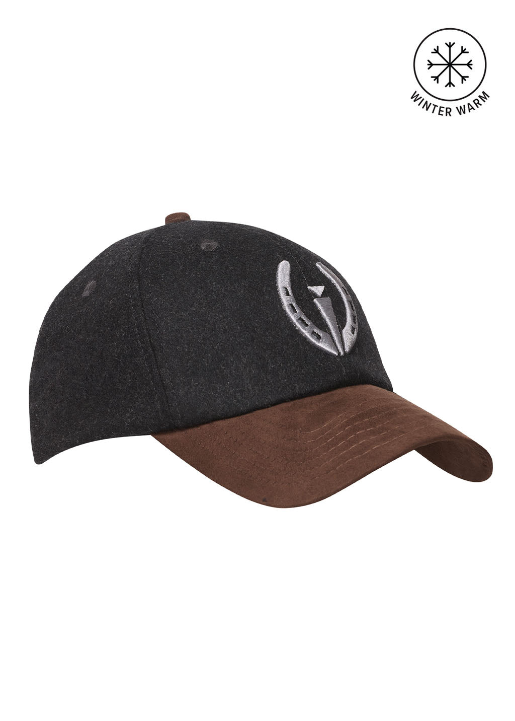 Front view of the Kerrits Winter Logo Baseball Hat in Black/Carob, featuring the embroidered Kerrits logo