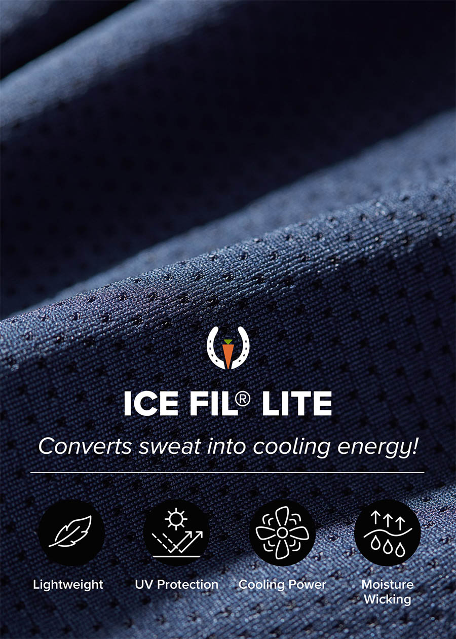 Detailed view of the Ice Fil® Lite fabric, illustrating its featherlight texture and four-way stretch capabilities.