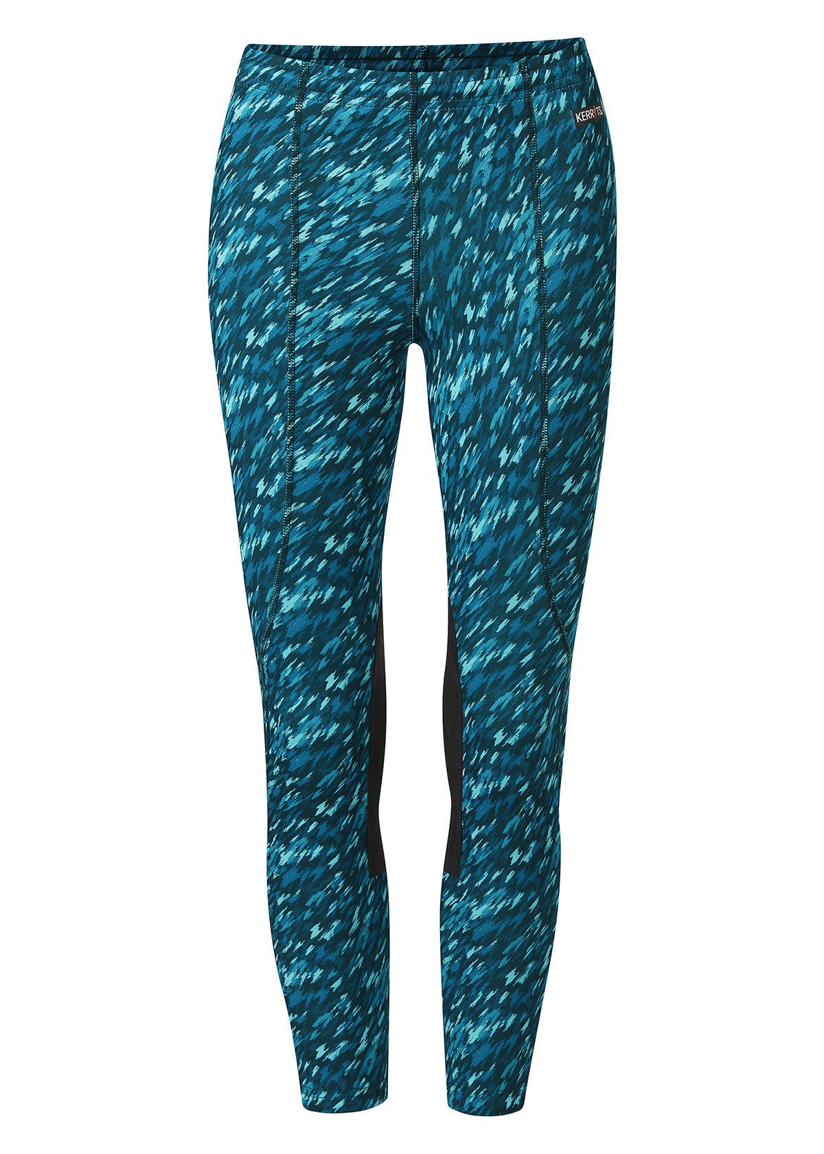 Flat lay of the riding tight, front side up, displaying the knee patches, waistband, and overall design