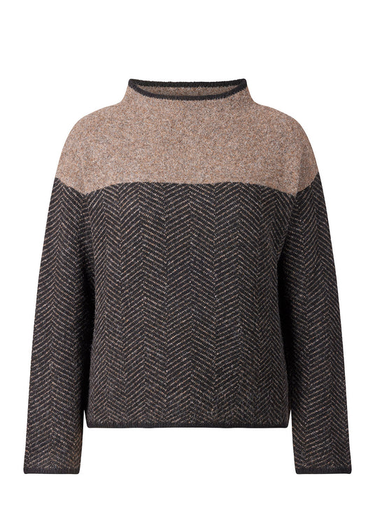 TRUFFLE::variant::Funnel Neck Herringbone Sweater