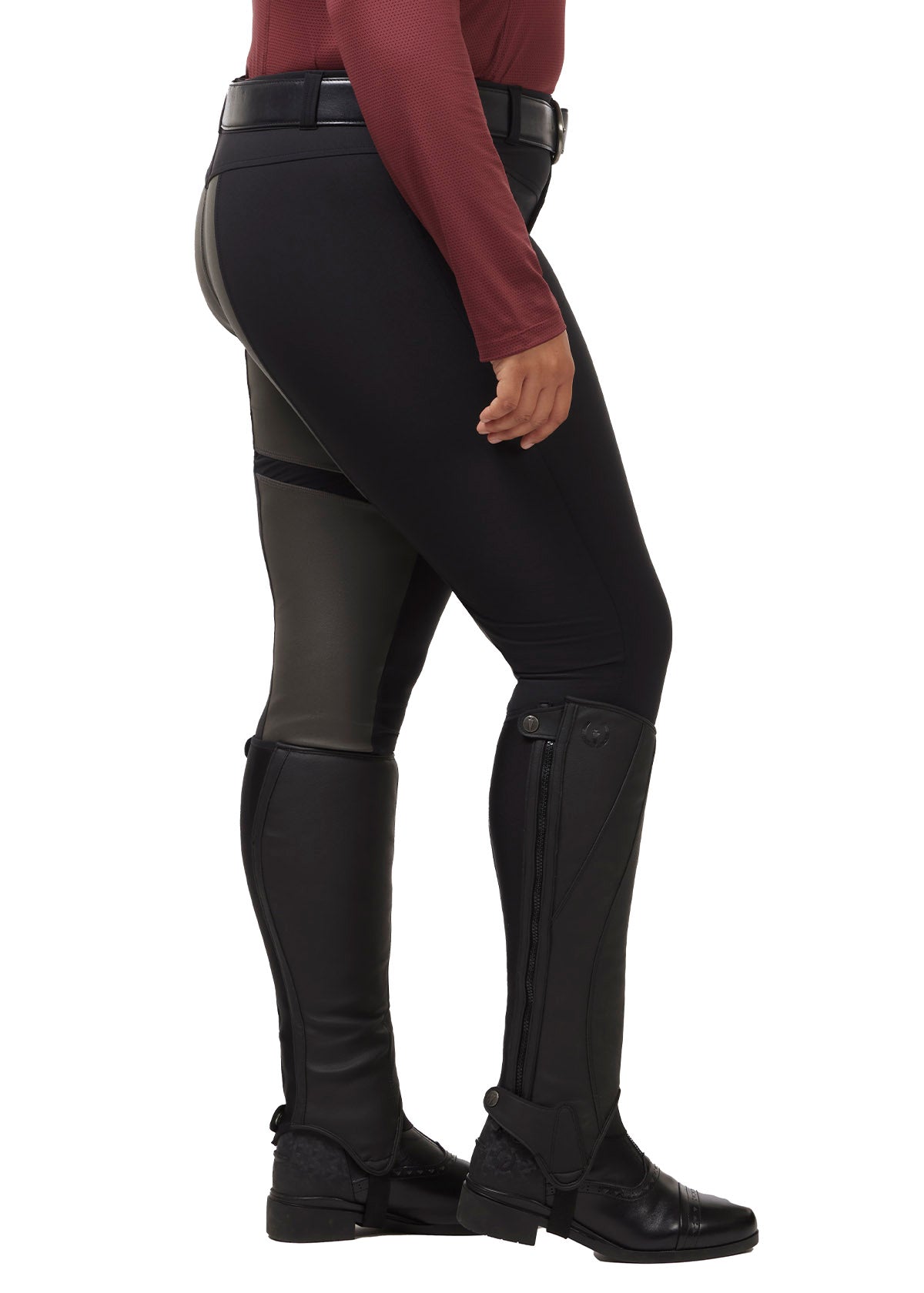 Back view of the Crossover II® Full Seat Riding Breech in Black, highlighting the full GripSoft™ seat for maximum grip and a comfortable, wicking interior.