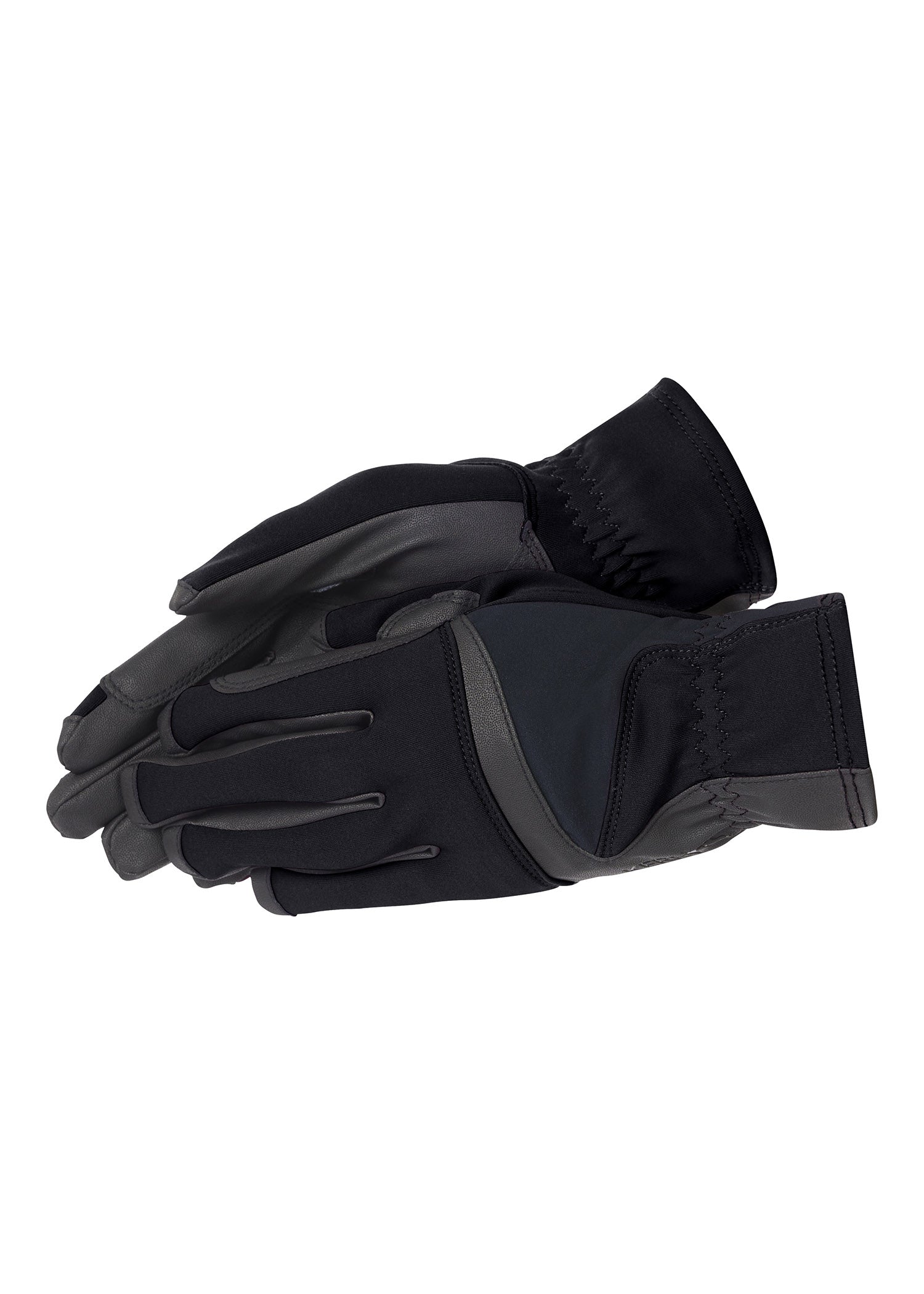 Flat lay of the Coolcore® Riding Gloves in Black, focusing on the overall design and GripSoft™ palm for durability and secure grip on reins.