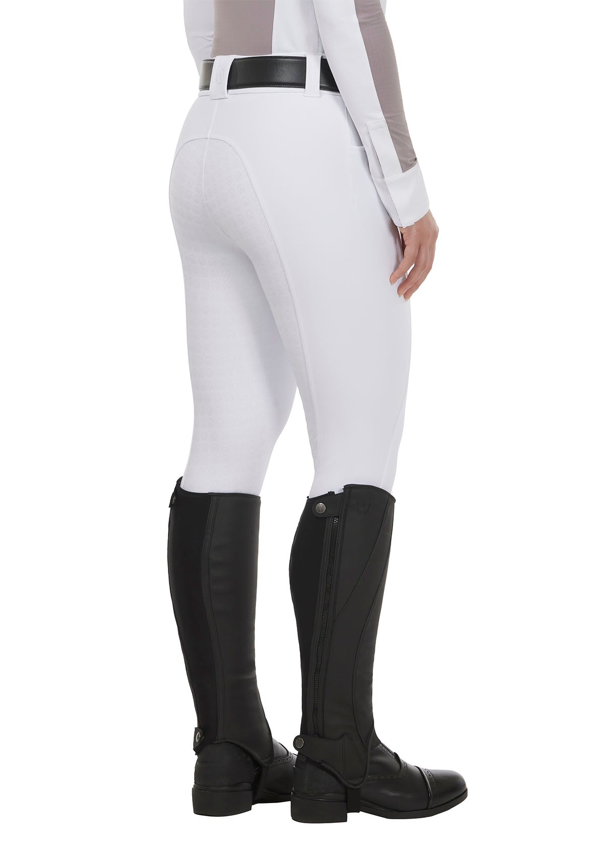 Back view of the Affinity® Pro Full Seat Breech in white, showcasing the Affinity® Silicone full seat for a secure grip.