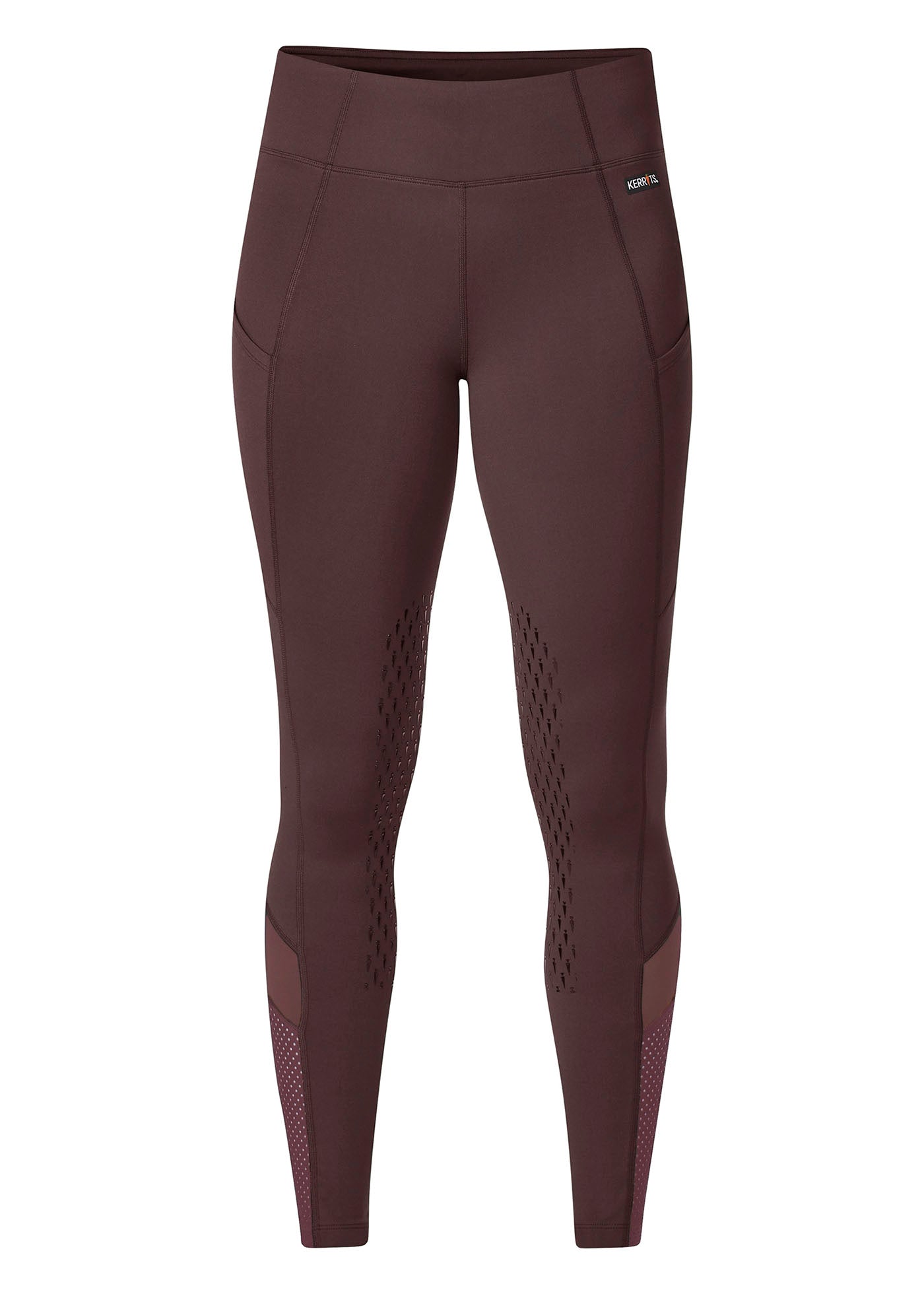 Flat lay of the Free Style Knee Patch Pocket Tight in Redwood/Sedona, presenting the front profile and waistband design.