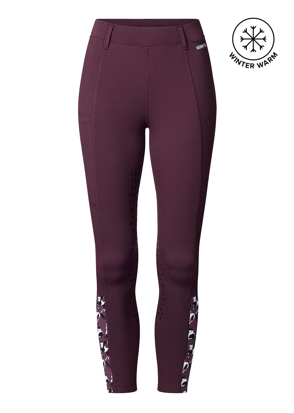 Flat lay of the tights, front side up, highlighting the silicone grip pattern and waistband design