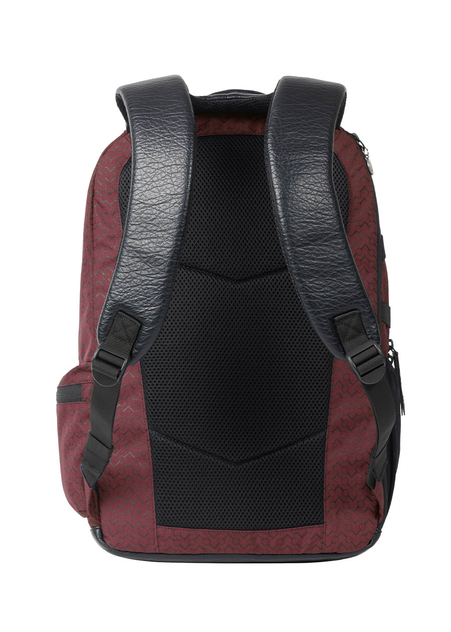 Back view of the Kerrits EQ Backpack in Burgundy, featuring ergonomic, padded shoulder straps for comfortable carrying.