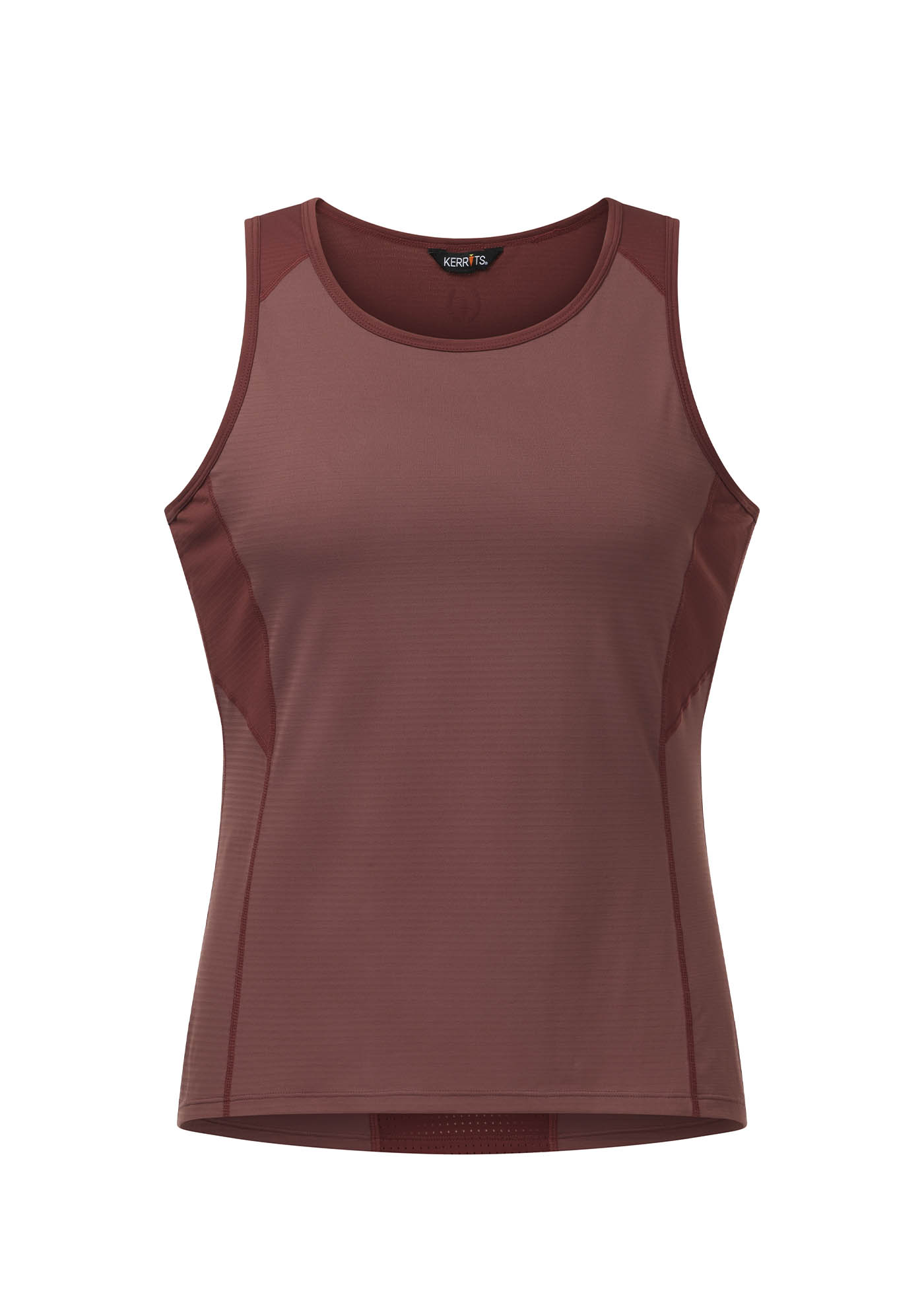 Flat lay of the Kerrits Freedom Tech Riding Tank Top in Sedona, showing the front profile with scoop neck and tonal color blocking.