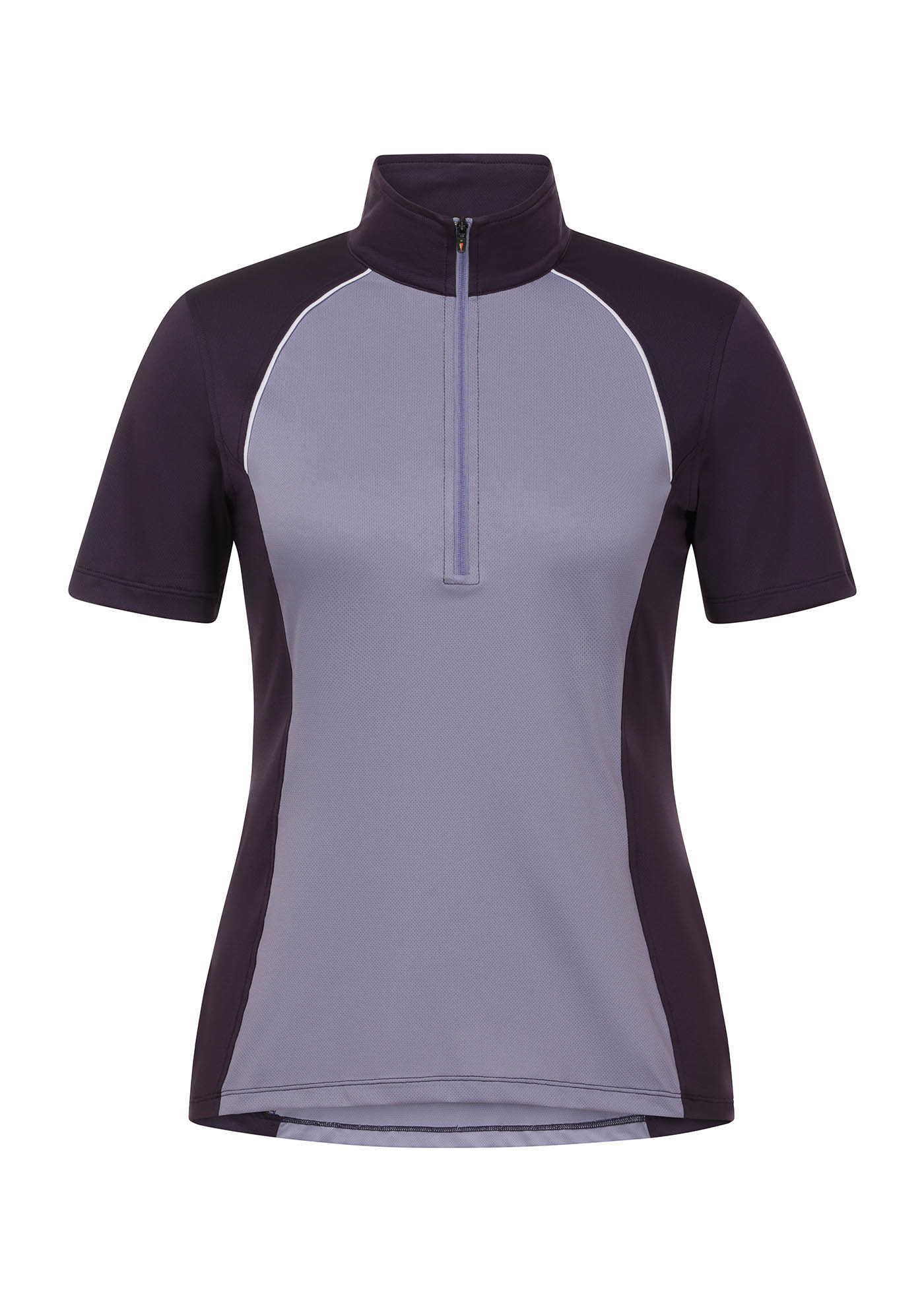 Flat lay of the Charisma Coolcore Short Sleeve Riding Shirt in Silverberry, showcasing the UPF+40 fabric and tonal design.