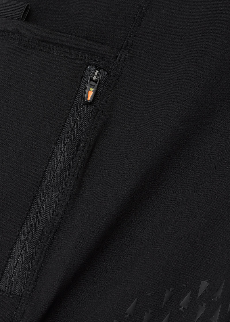 Close-up of the zip pocket on the Solutions Full Leg Pocket Utility Riding Tight, showing its size and accessibility.