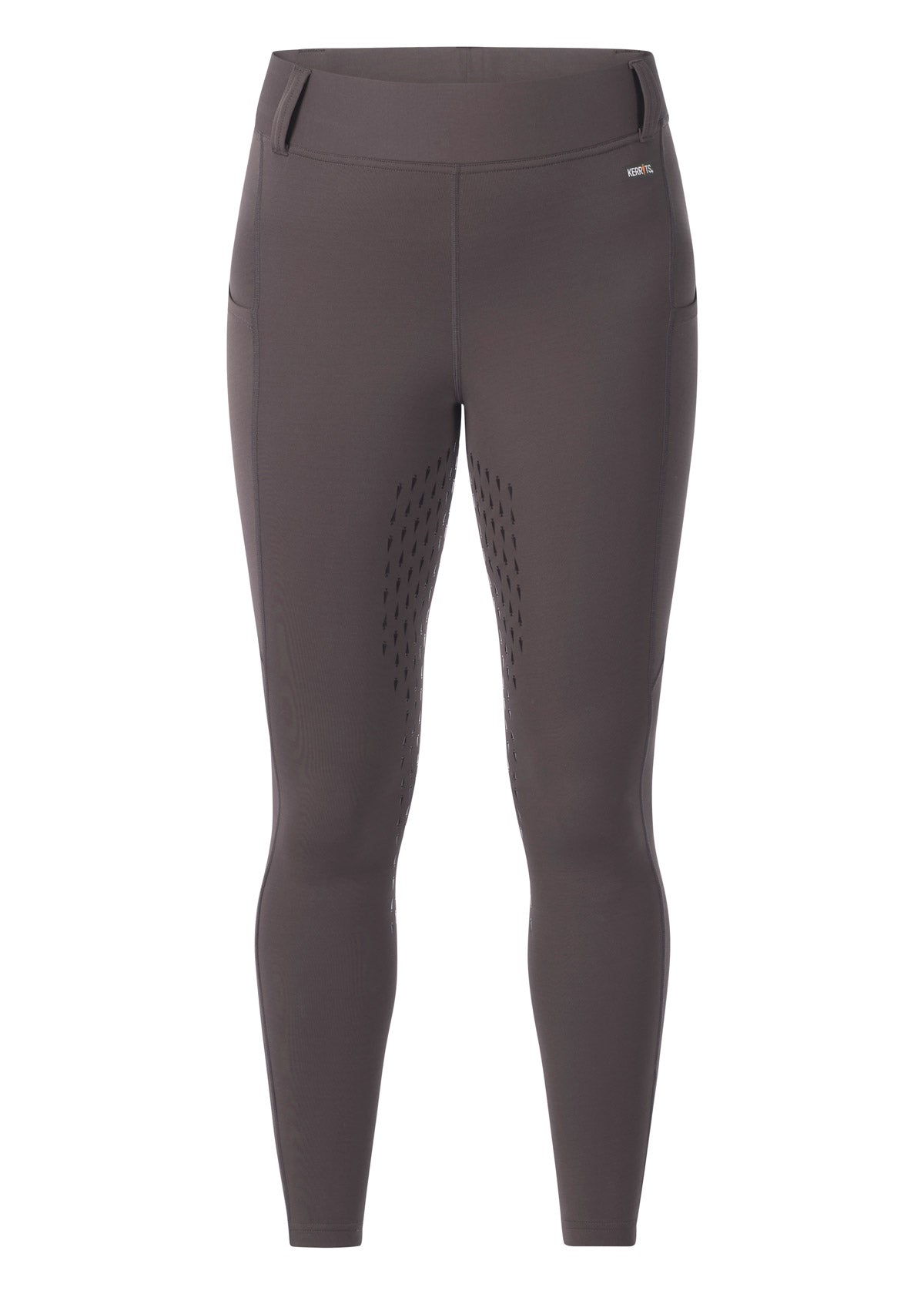 Flat lay of the Coolcore® Full Leg Tech Tight in Castiron, showcasing its sleek design and full leg silicone grip.