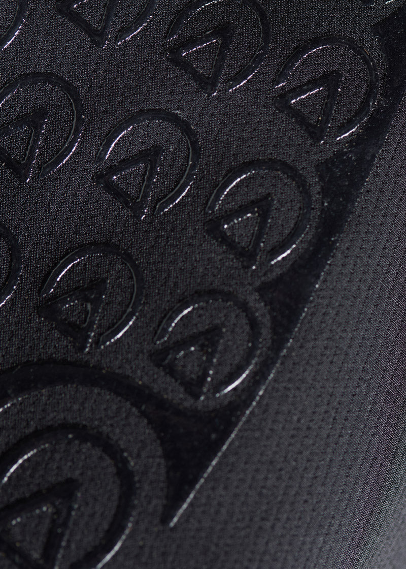 Detailed view of the Affinity® Silicone knee patch on the breech, providing flexible, breathable grip.