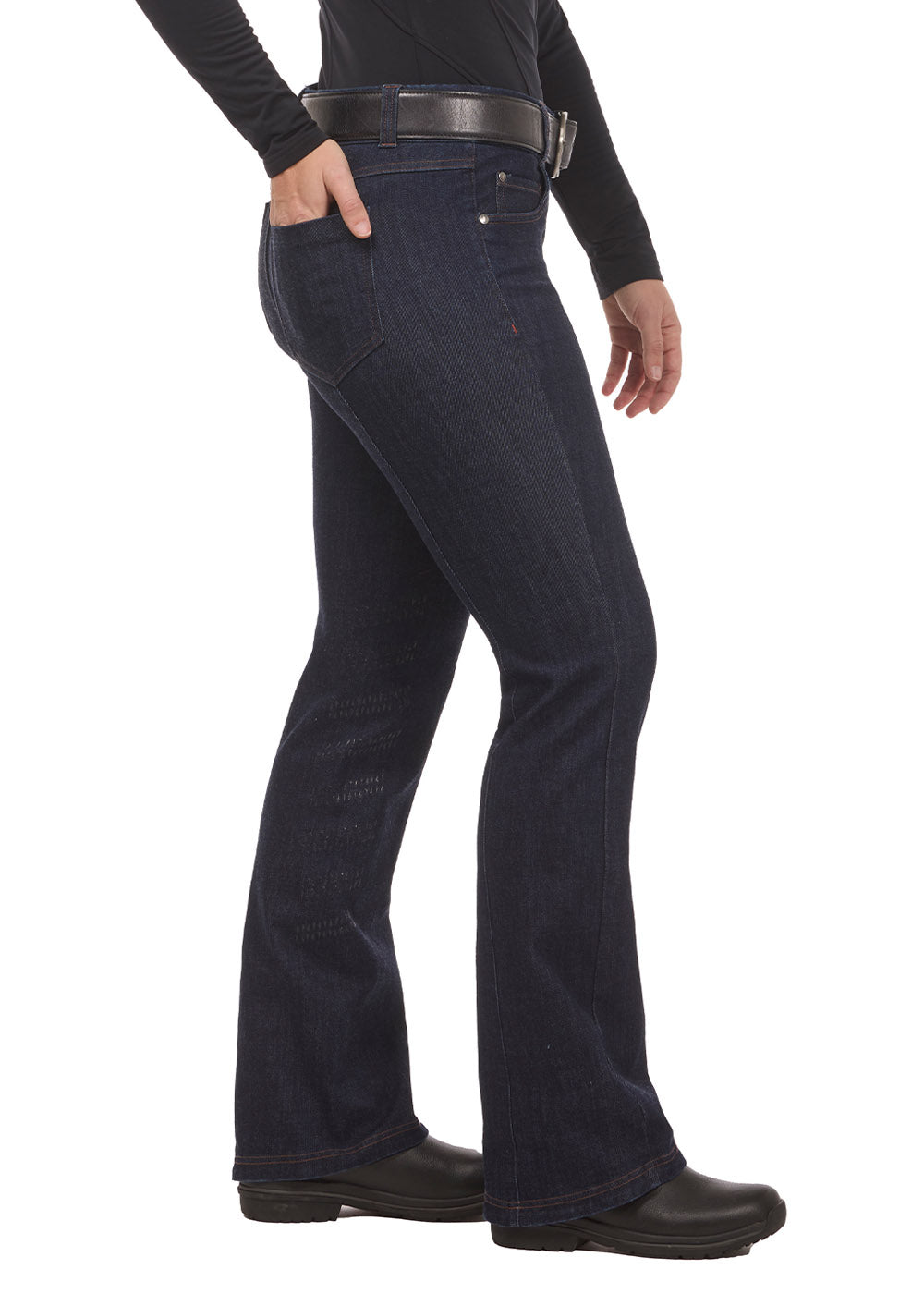 Stretch Denim Silicone Knee Patch Bootcut Riding Pant - Tall