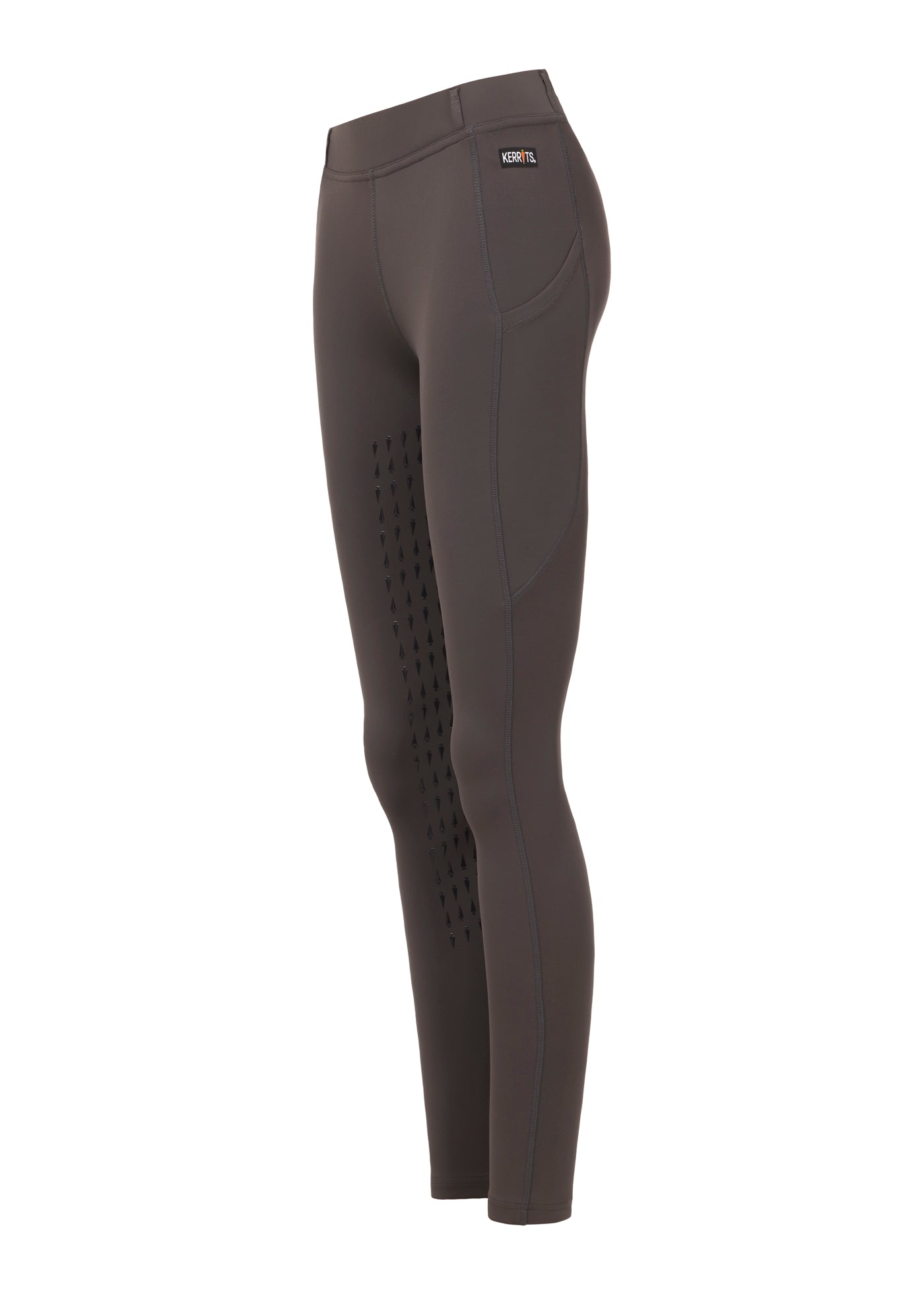 Side view highlighting the Kerrit Sticks™ silicone full-leg grip, providing flexible and breathable grip from thigh to ankle