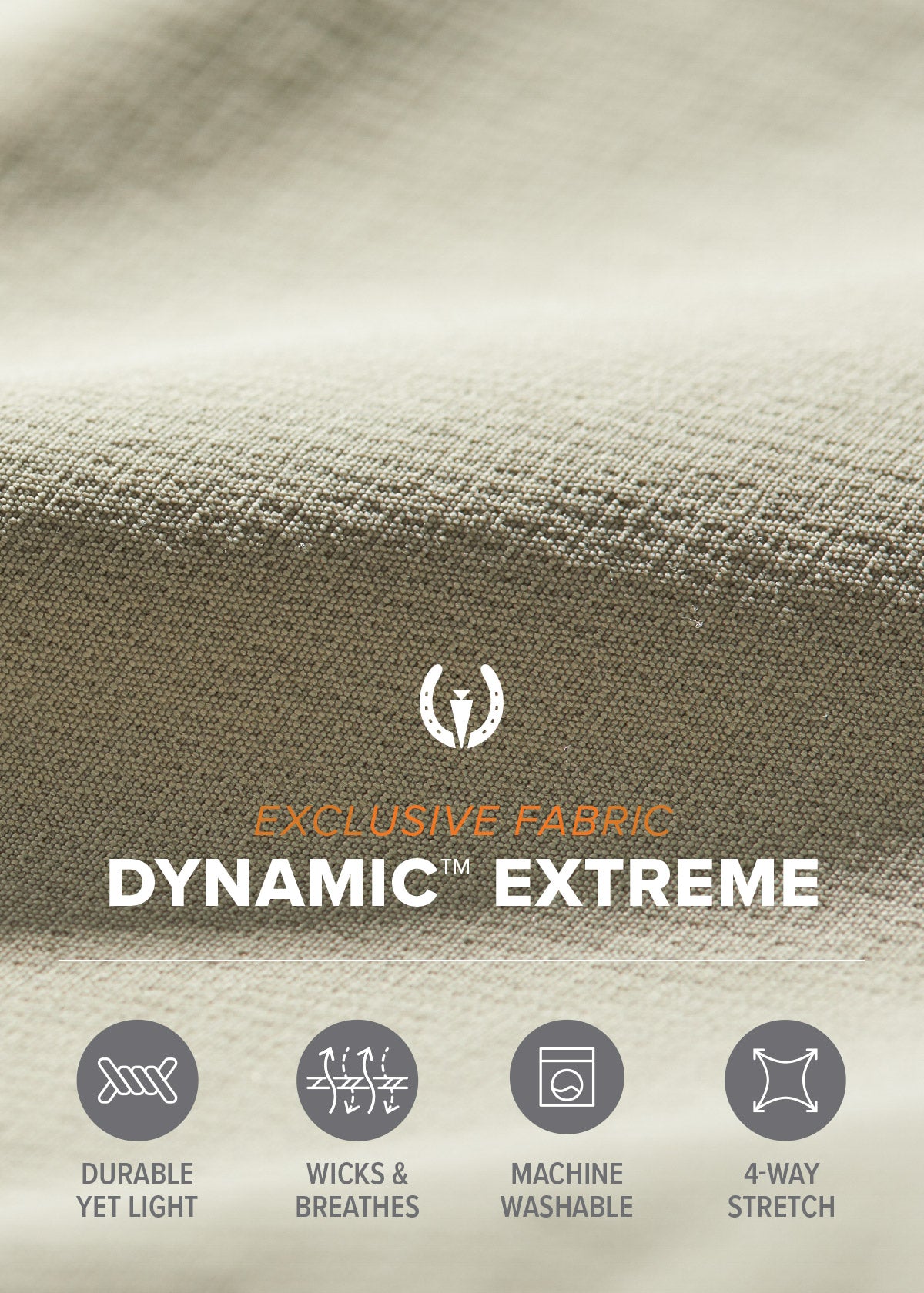 Close-up of the durable Dynamic™ Extreme fabric, emphasizing its water-resistant and four-way stretch properties for comfort during rides