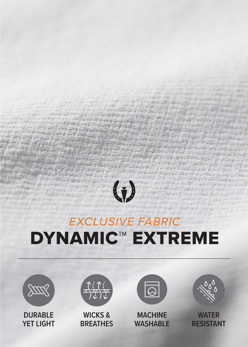 Close up of the exclusive Dynamic Extreme fabric in white.