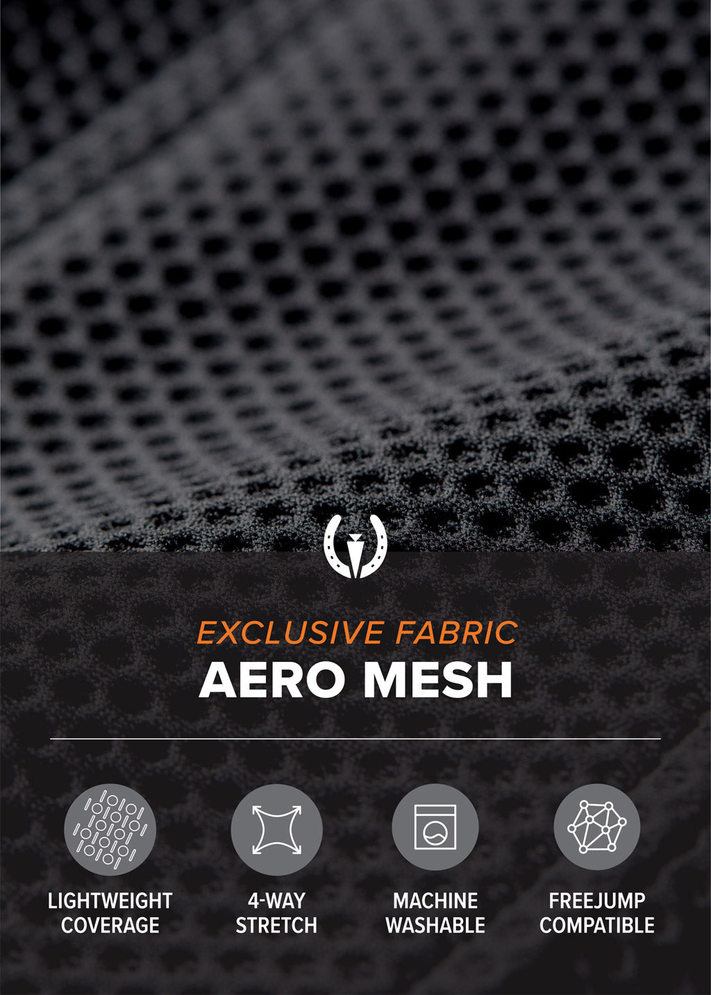 Detailed view of the textured 'no-see' Aero Mesh fabric on the Affinity® Aero Show Coat, illustrating its lightweight and 4-way stretch.
