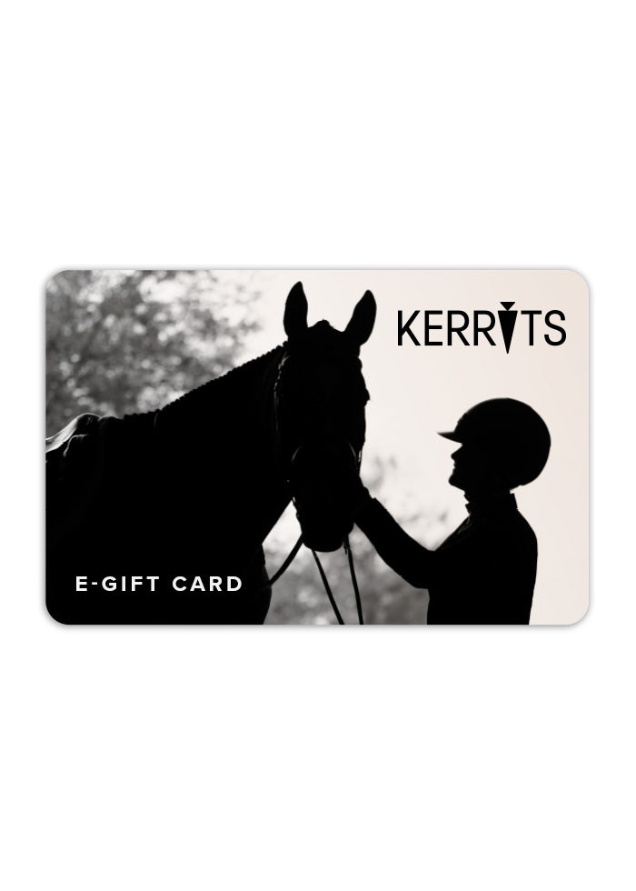 Kerrits Gift Card, equestrian silhouette standing next to their horse.