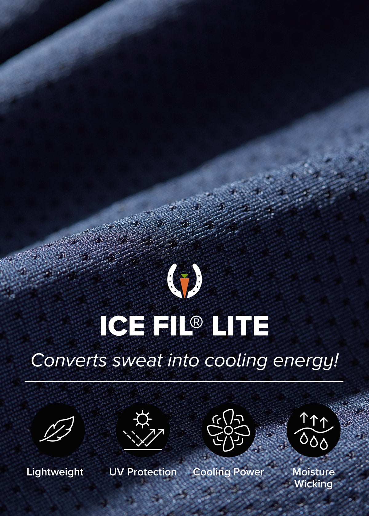 Detailed shot of the Ice Fil® fabric, highlighting its lightweight, breathable nature