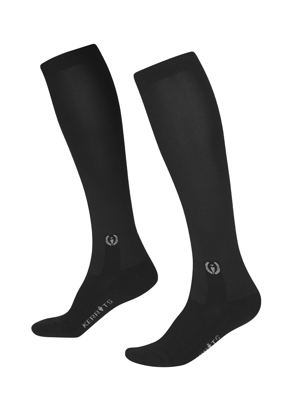 Side view of the Dual Boot Socks in Black, emphasizing the soft cotton blend material and cushioned foot bed with arch support.