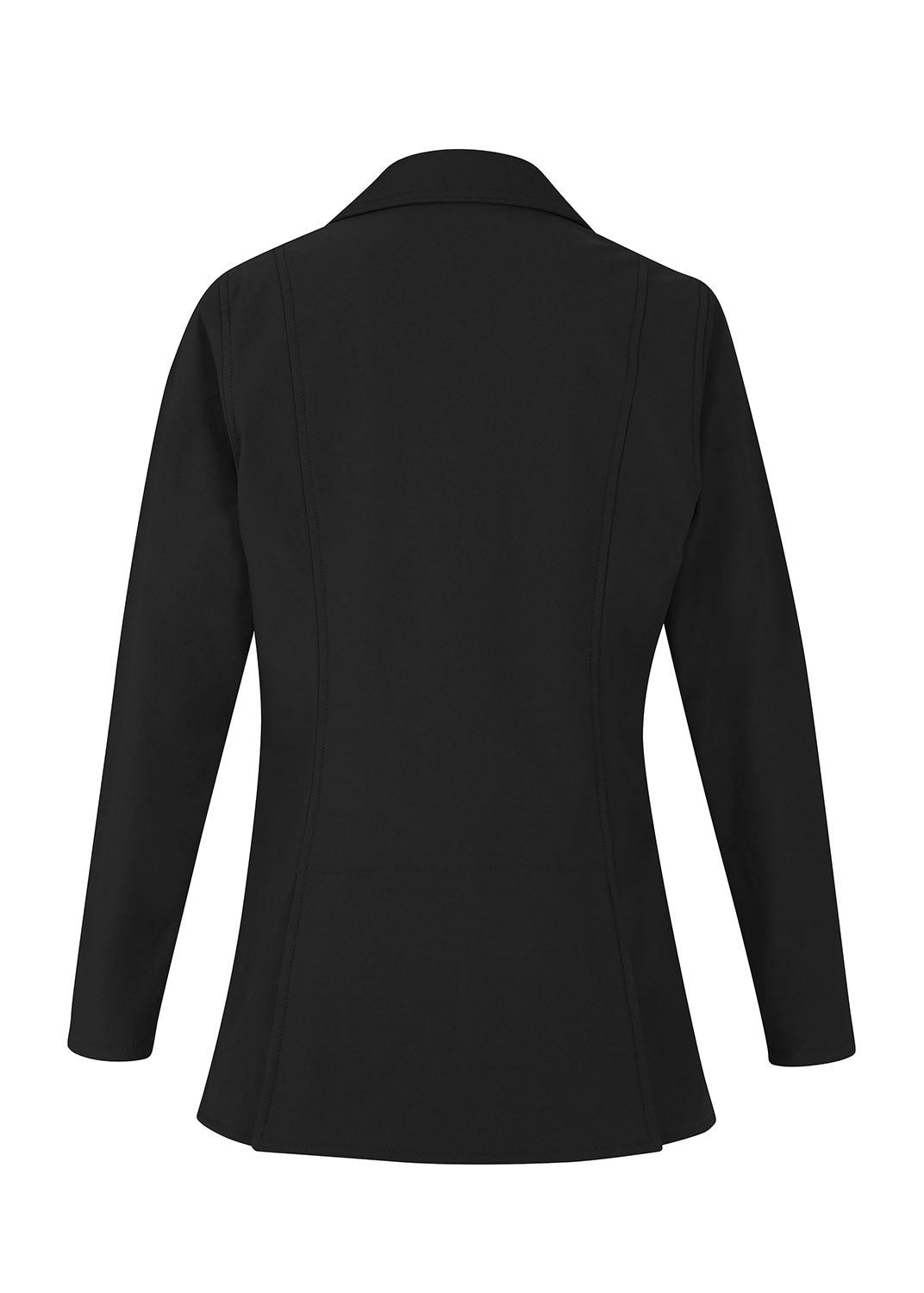 Flat lay, back side up, showcasing the coat's structured design and stitching details