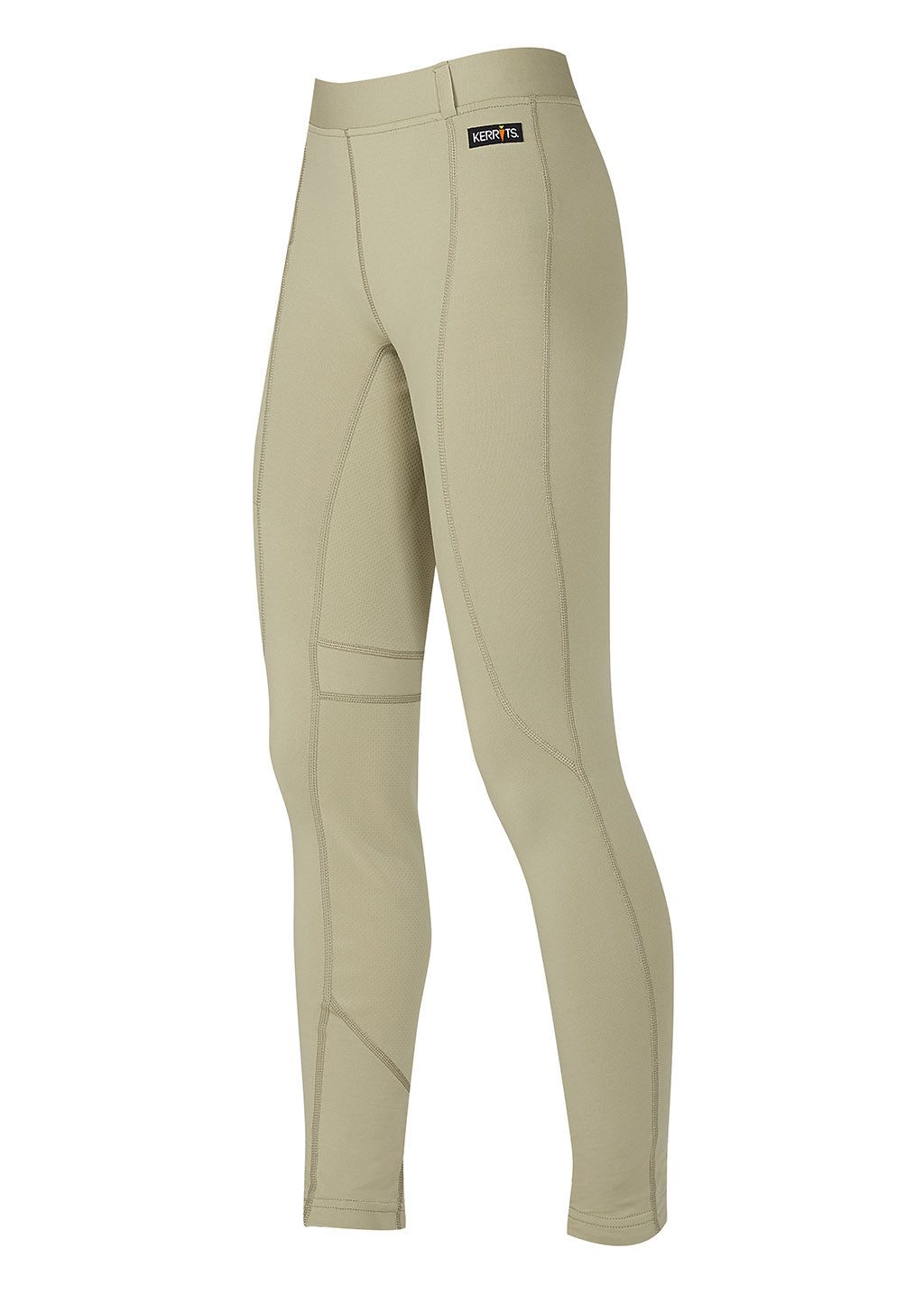 Side profile showing the tights' smooth design and comfortable stretch, suitable for both daily riding and special events