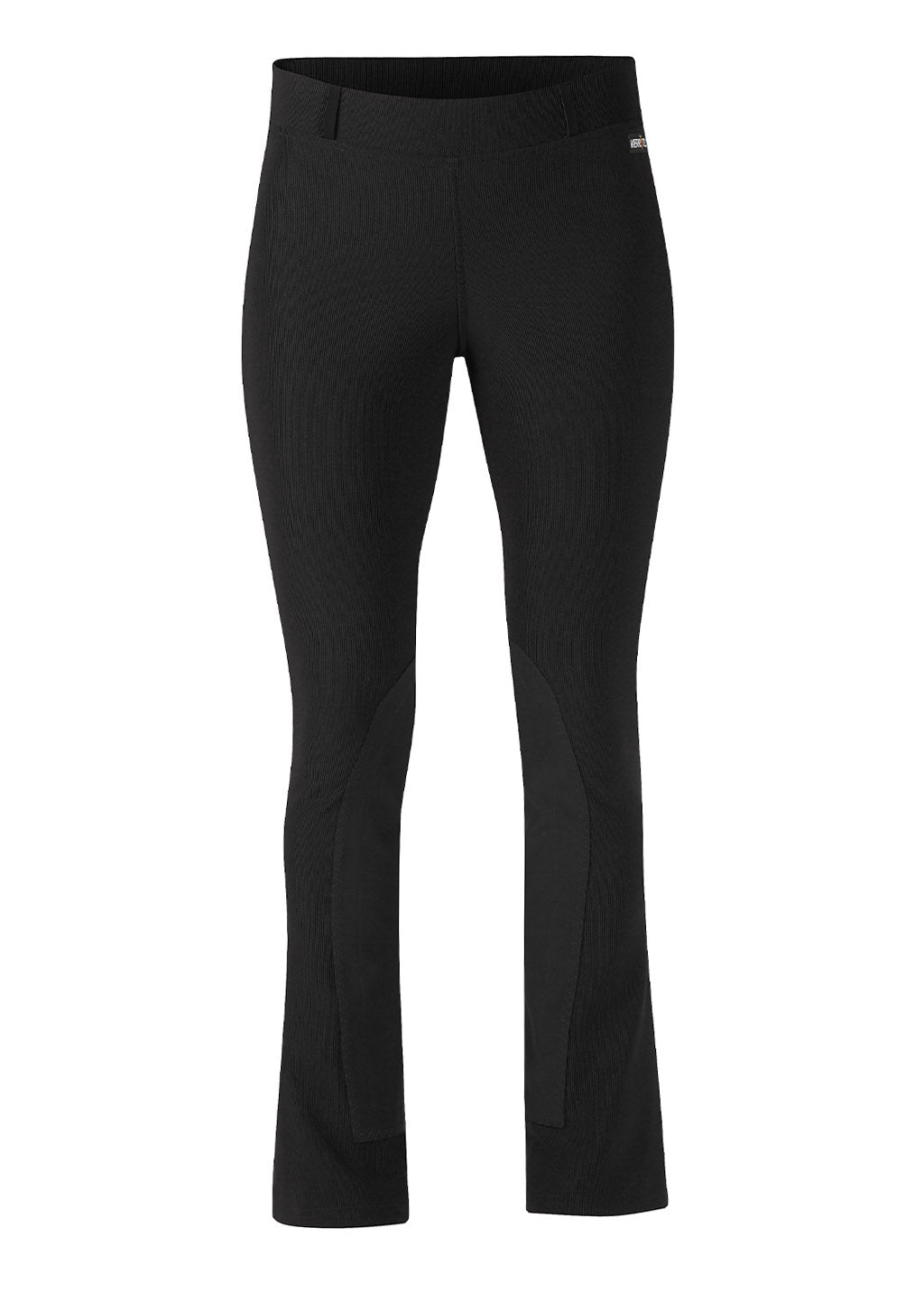 Flat lay of the Microcord™ Knee Patch Pocket Tight in Black, presenting the front profile and waistband design.