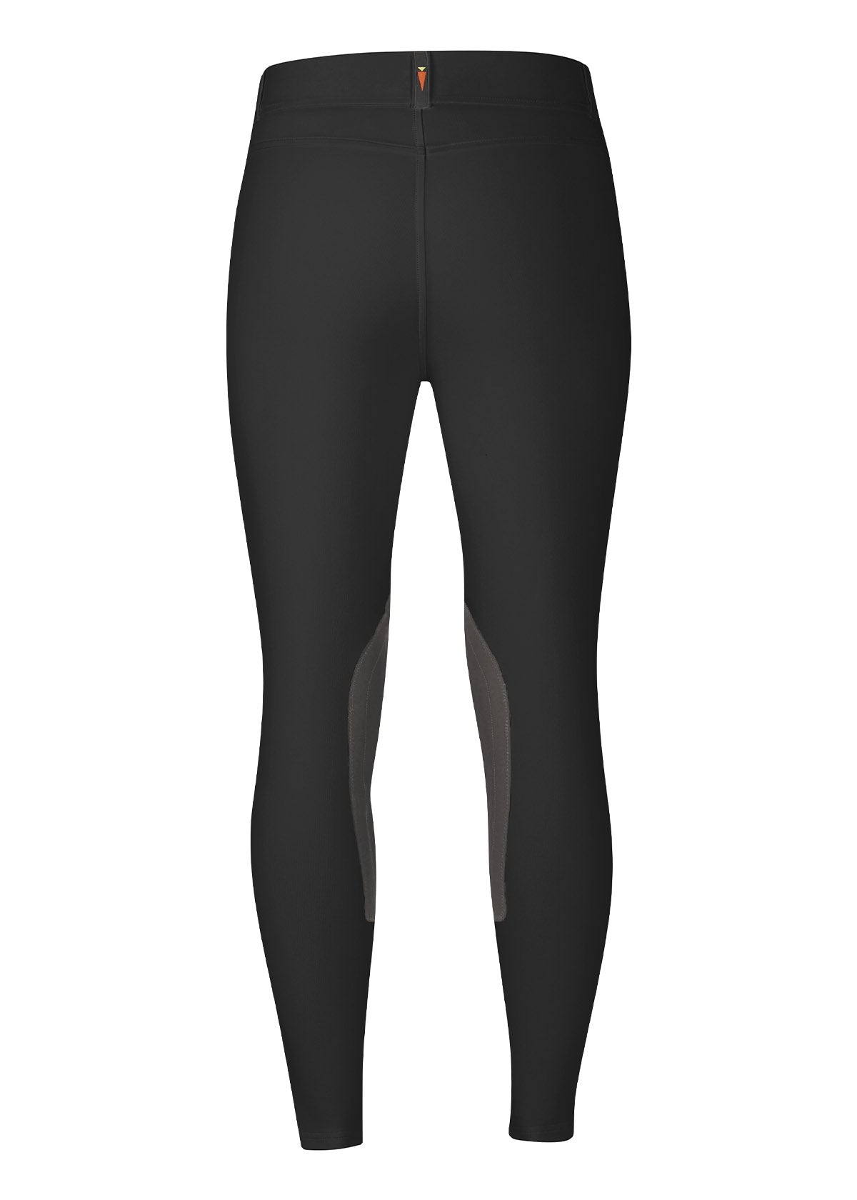 Back view of the Crossover II® Knee Patch Riding Breech in Black, showcasing the comfort waistband with belt loops and the streamlined design.