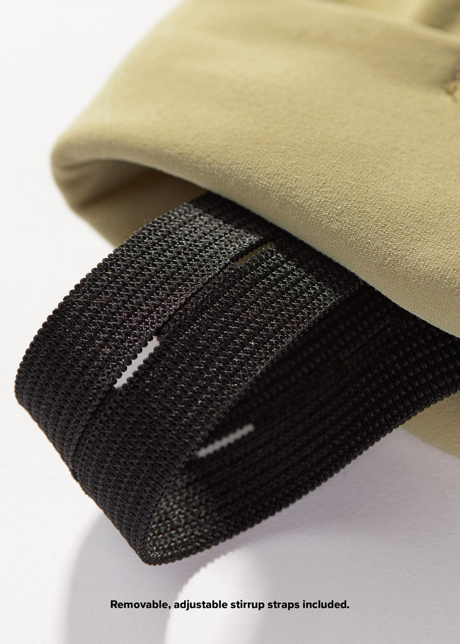 Detail shot showcasing the removable, adjustable stirrup straps for a secure fit