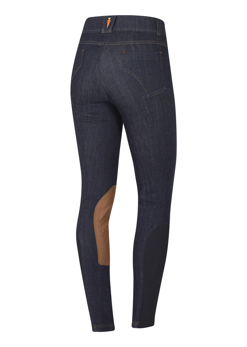 Back view showcasing the breech's design, emphasizing the five-pocket layout and contrast stitching