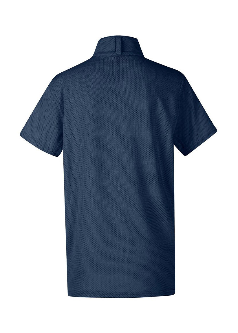 Flat lay, back side up, highlighting the shirt's fit and design