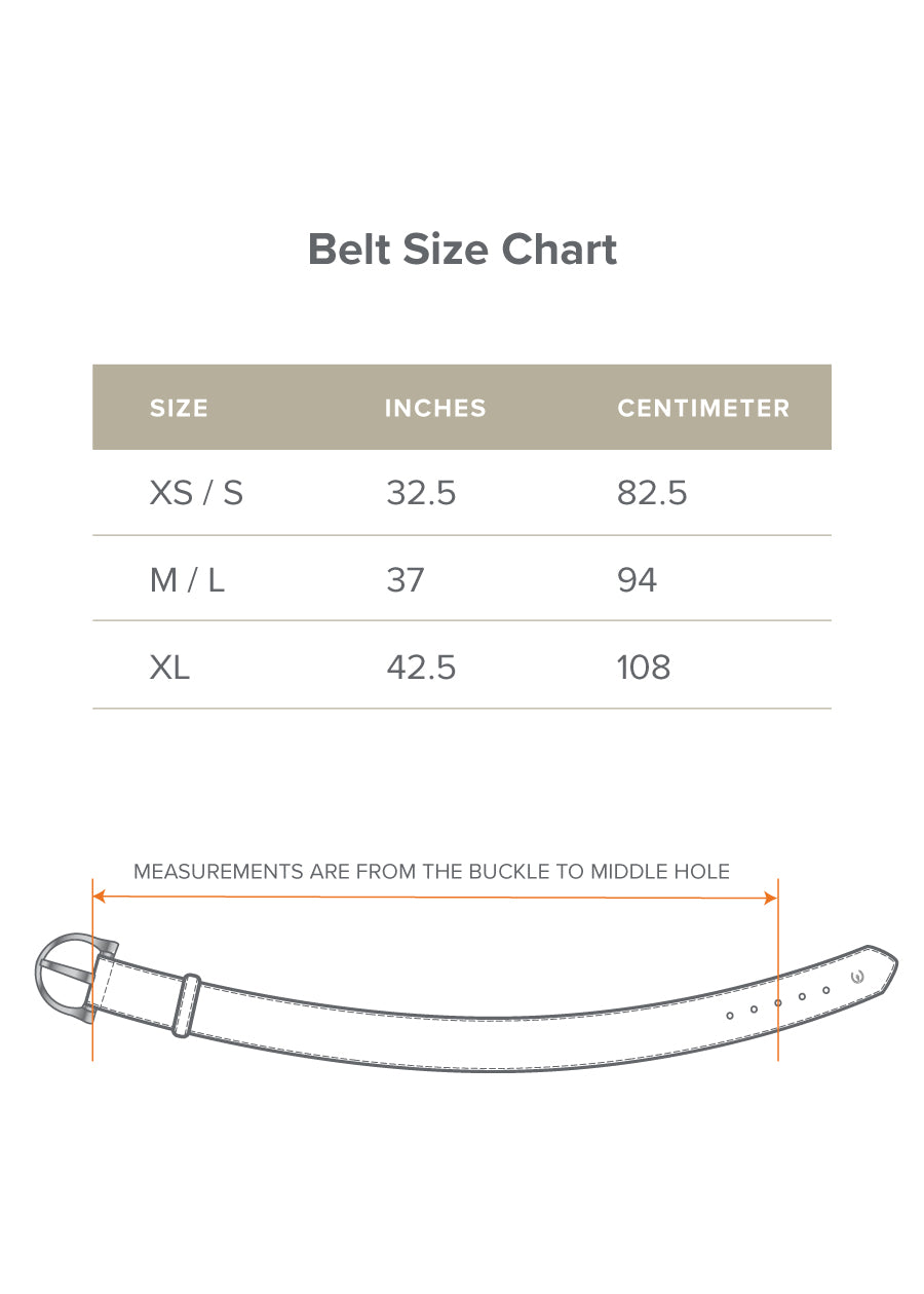 Image of belt size chart