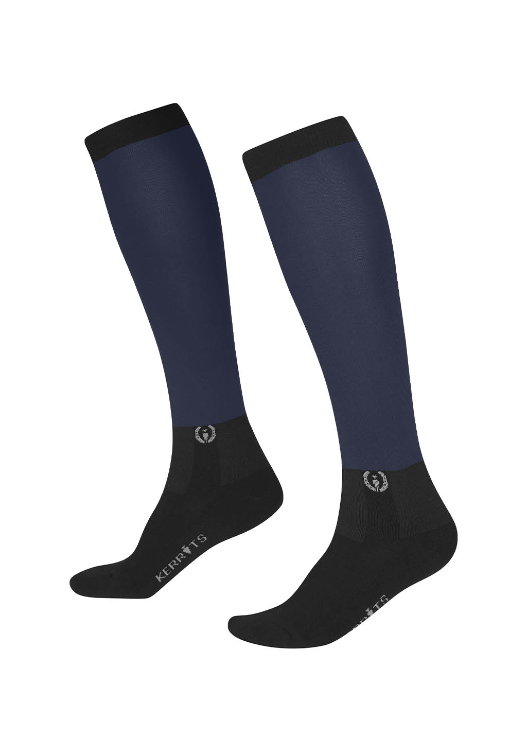 Flat lay of the socks, displaying the solid-colored calf section and footbed