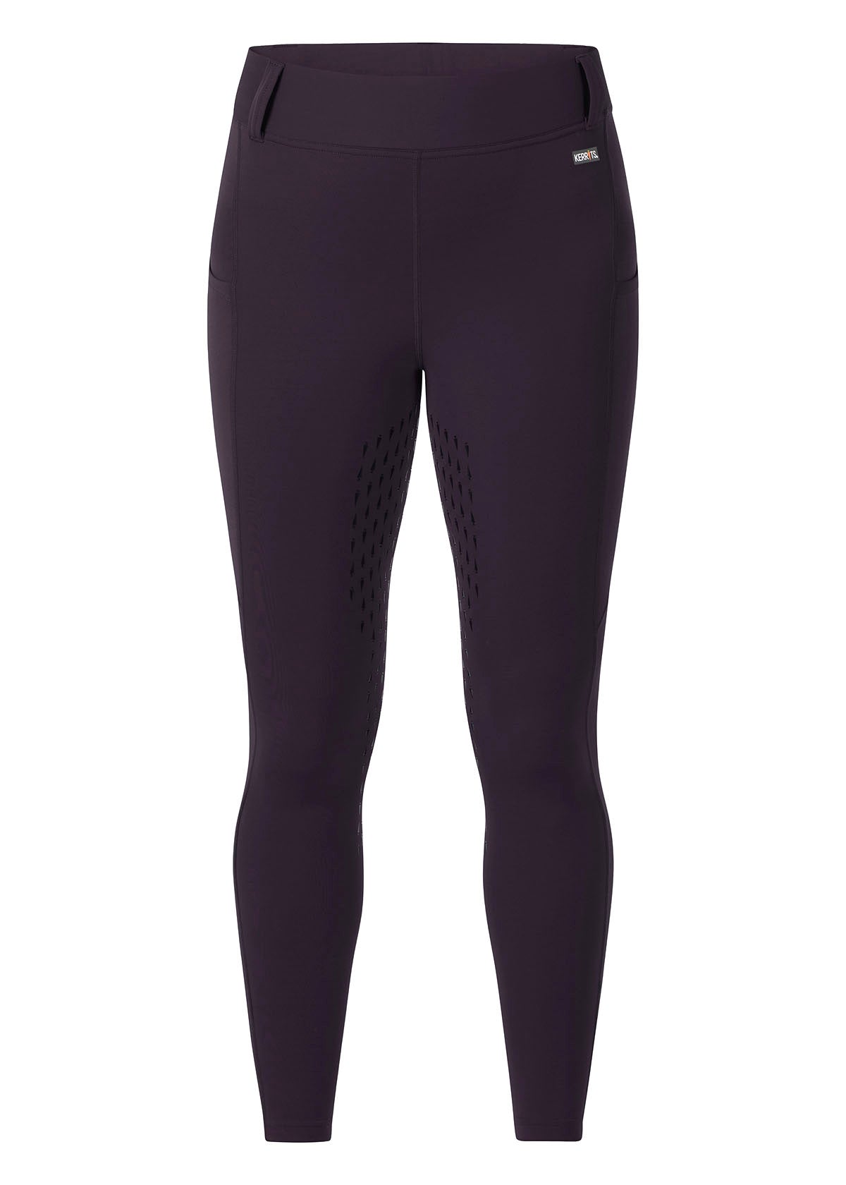 Flat lay of the Coolcore® Full Leg Tech Tight in Plumnoir, showcasing its sleek design and full leg silicone grip.