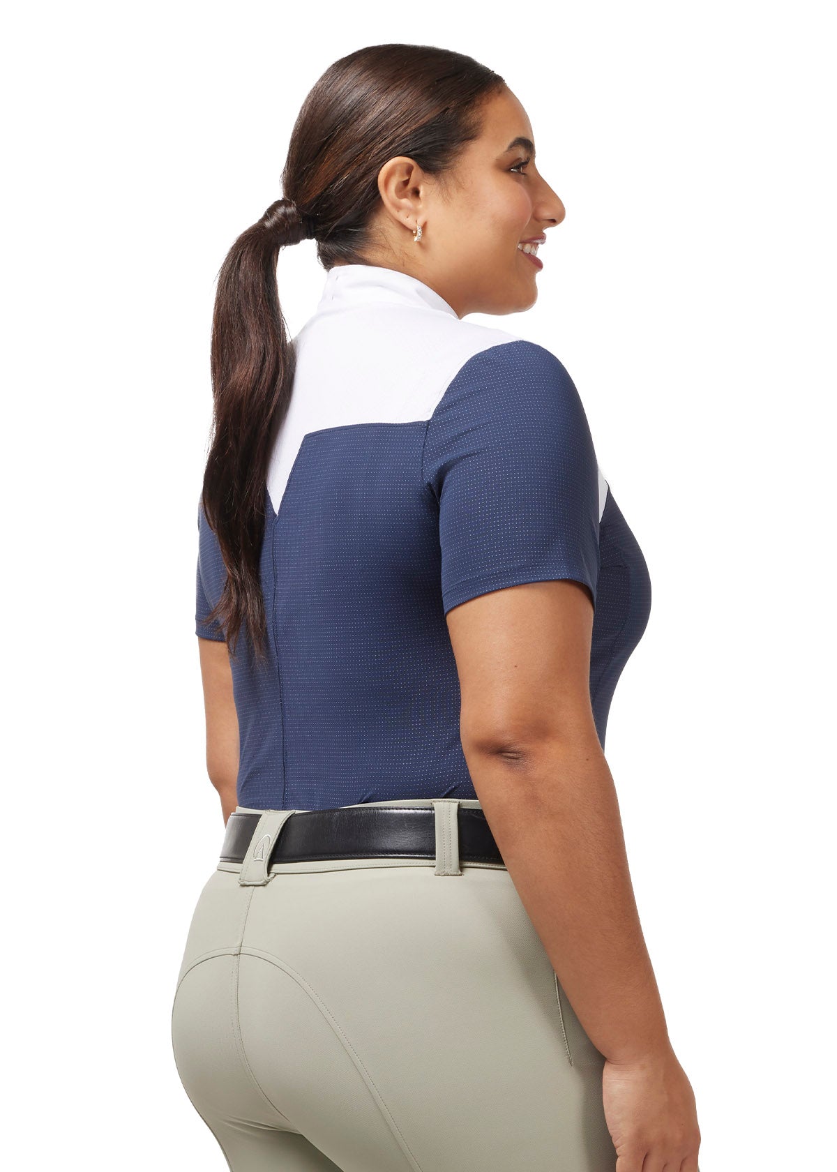 Back view of the Affinity® Short Sleeve Show Shirt in Nightsky, showcasing the strategically placed mesh back panel for enhanced breathability.