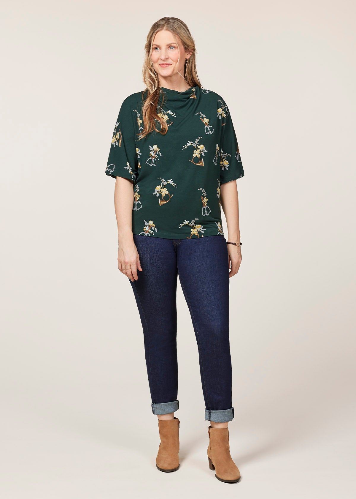 IVY HUNT FIELD FLORAL::variant::Lexi Cowl Neck Dolman