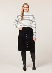SOFT WHITE/BLACK::variant::Railway Stripe Sweater