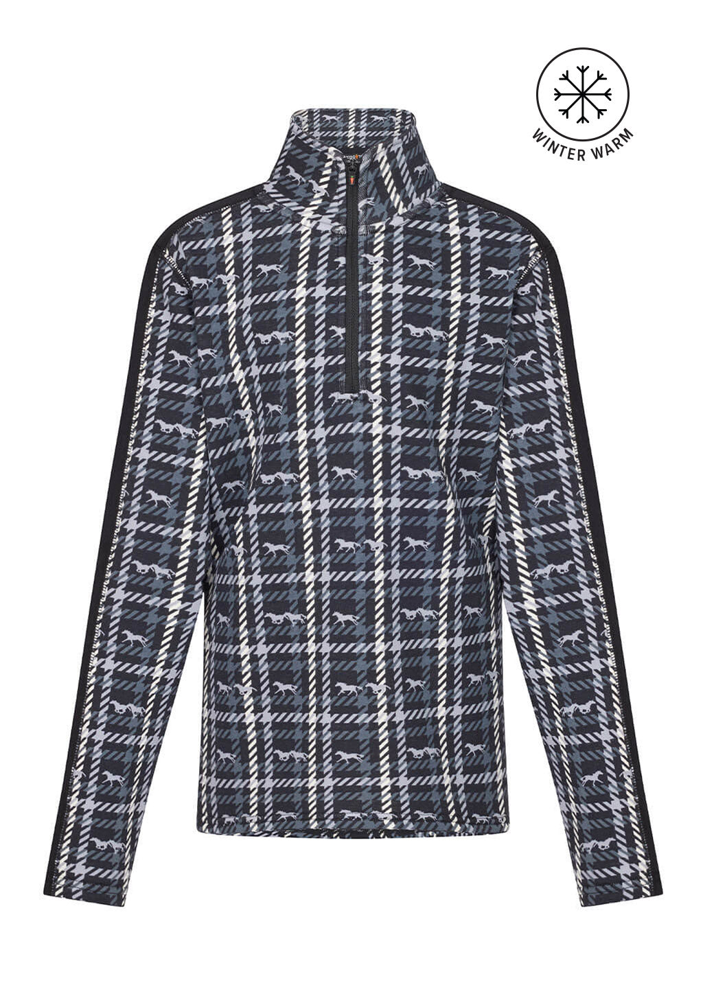 BLACK PLAID PASTURE::variant::Kids Muzzle Nuzzle Fleece Half Zip Riding Top