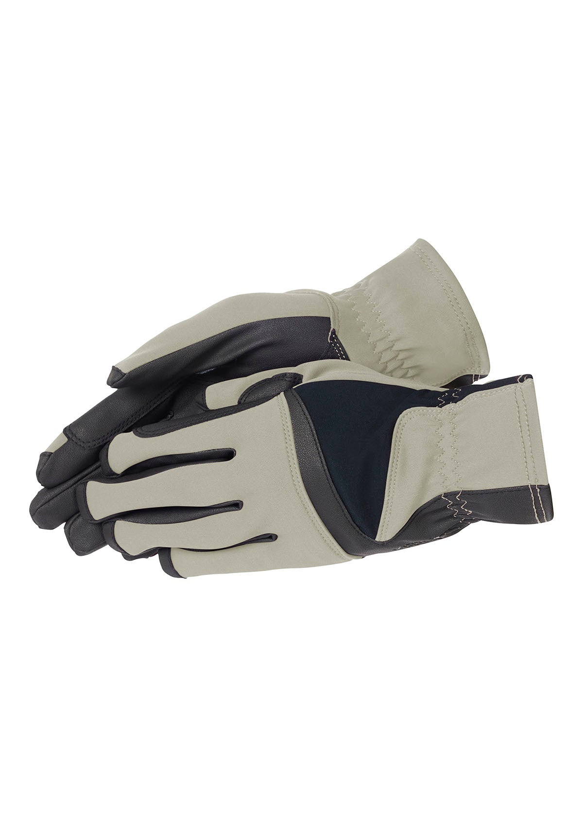 Flat lay of the Coolcore® Riding Gloves in Sand, showcasing the sleek design and UPF+50 sun protection.