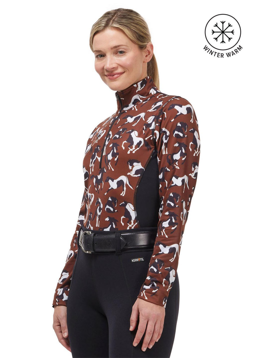 GINGER MOD MARES::variant::On Course Quarter Zip Fleece Tech Top Print