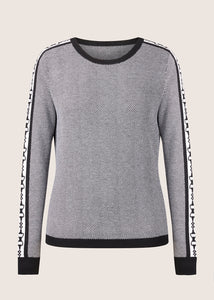BLACK/WHITE::variant::Snaffle Stripe Herringbone Sweater
