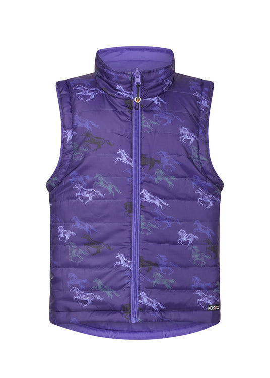 HUCKLEBERRY RUN FREE MULTI/ IRIS::variant::Kids Pony Tracks Reversible Quilted Riding Vest