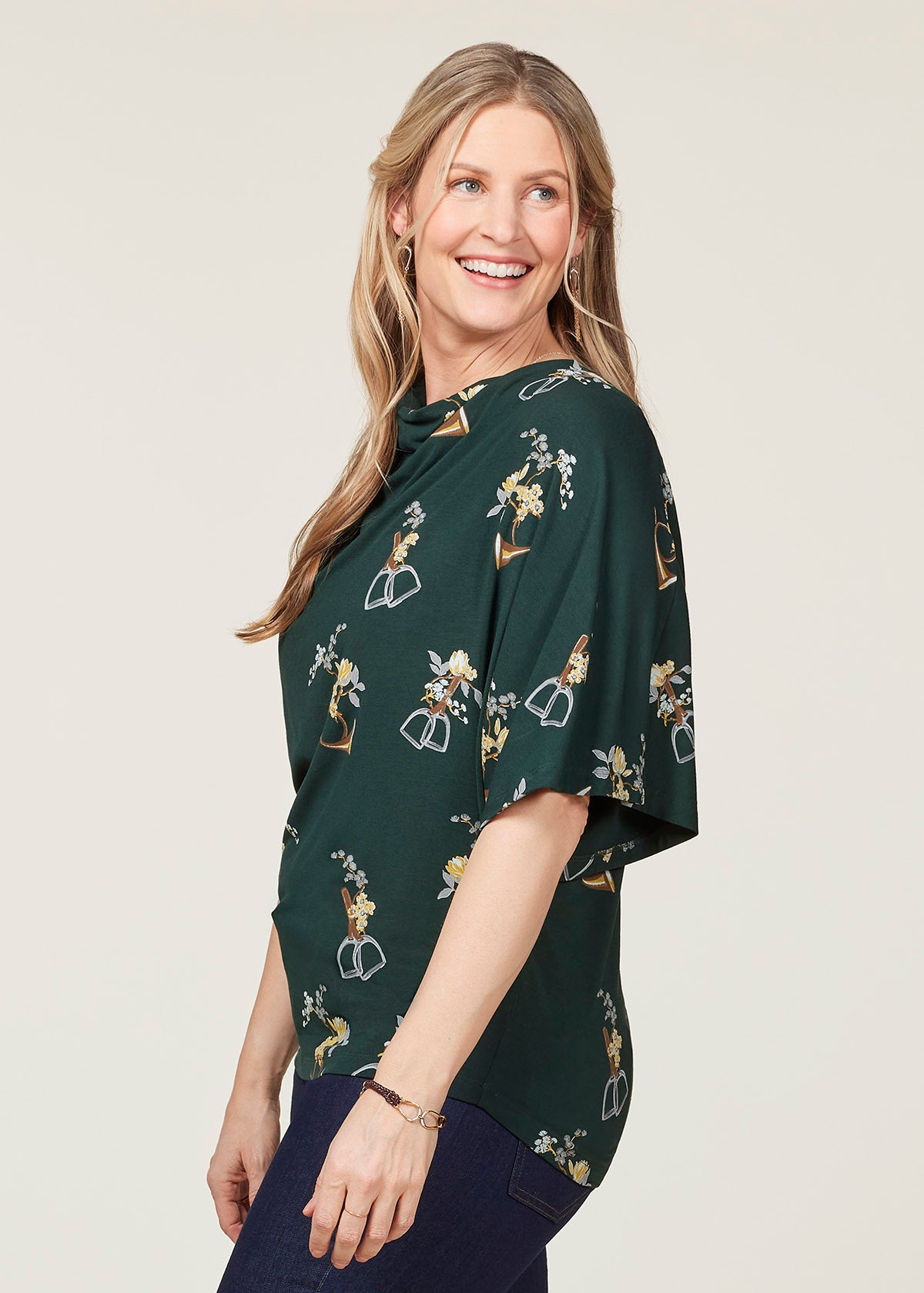 IVY HUNT FIELD FLORAL::variant::Lexi Cowl Neck Dolman