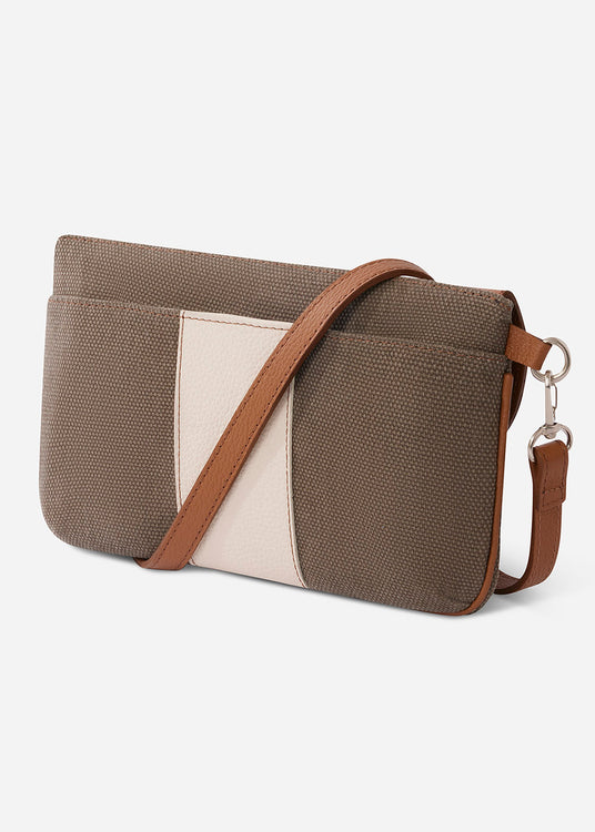 Timeless Taupe/ Caramel::variant::Paddock Crossbody in Vintage Canvas