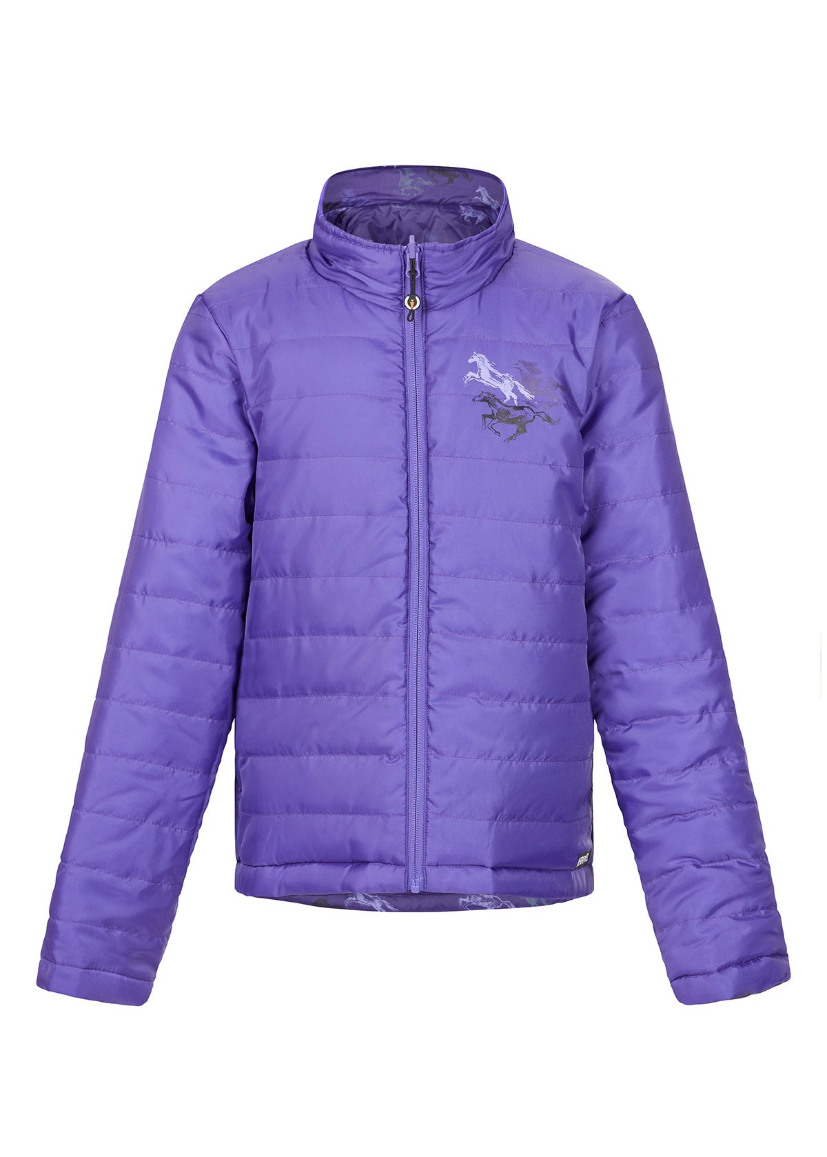 HUCKLEBERRY RUN FREE MULTI/ IRIS::variant::Kids Pony Tracks Reversible Quilted Jacket