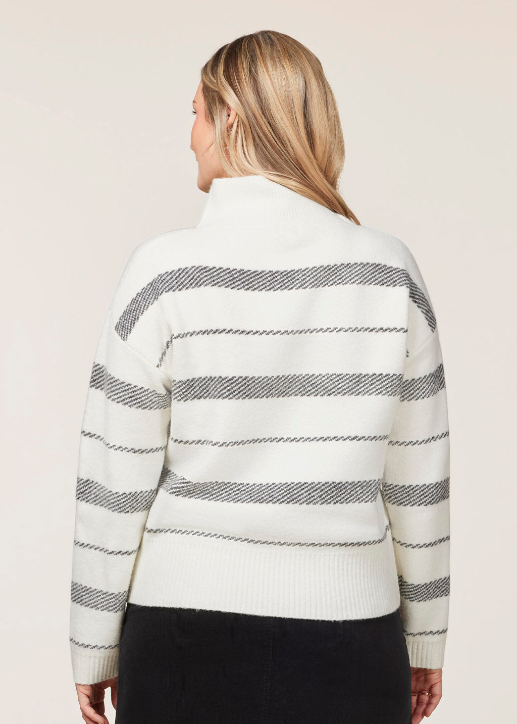 SOFT WHITE/BLACK::variant::Railway Stripe Sweater