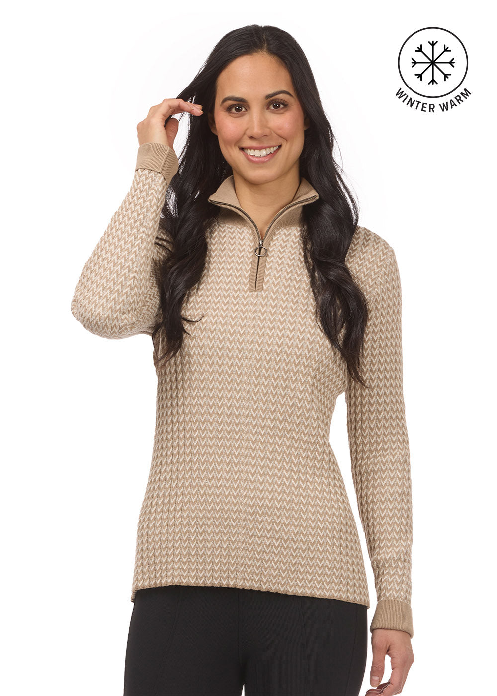 Quarter Zip Herringbone Sweater