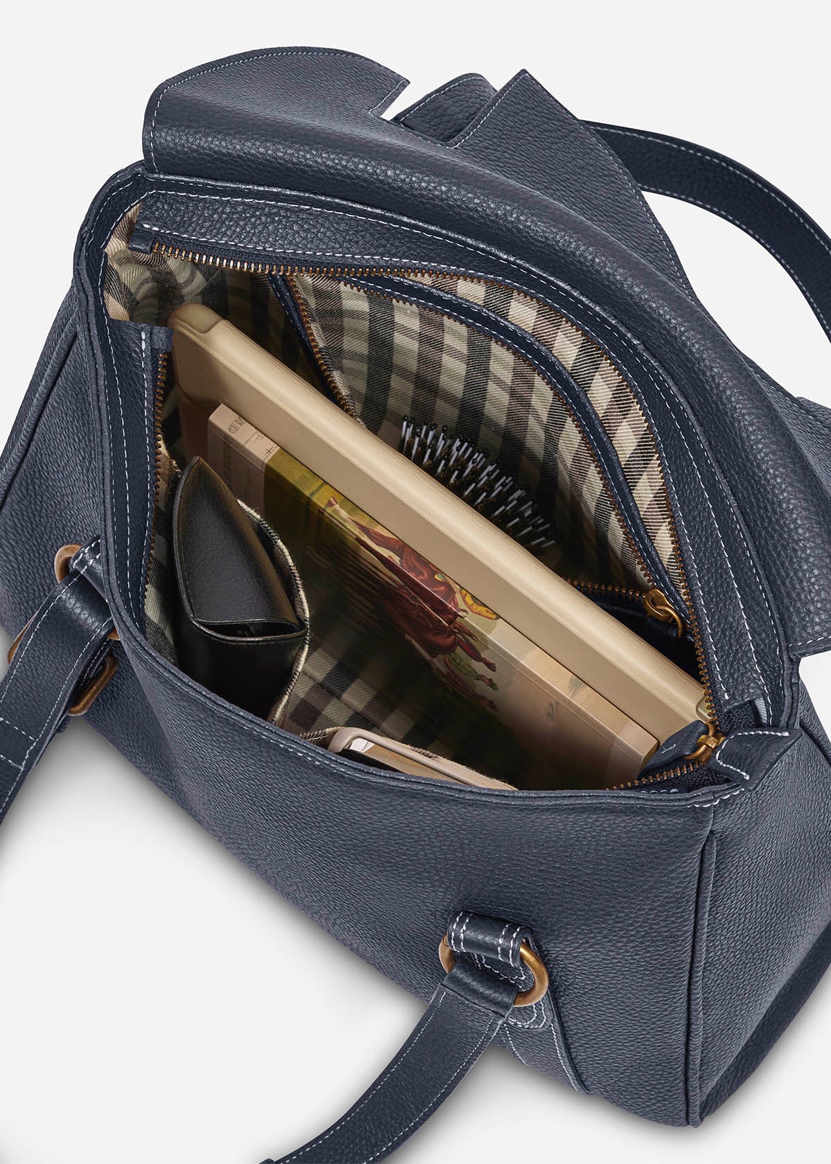 Iconic Navy::variant::Oughton Paddock Lux Shoulder Bag in Pebbled Leather